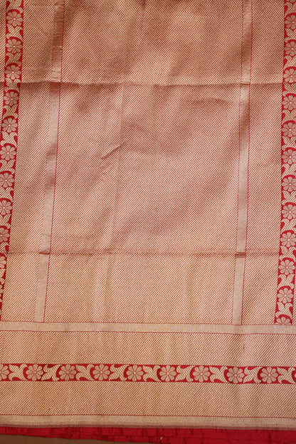 Pure Handloom Silk Katan Banaras Saree - Red|Silk Mark Certified