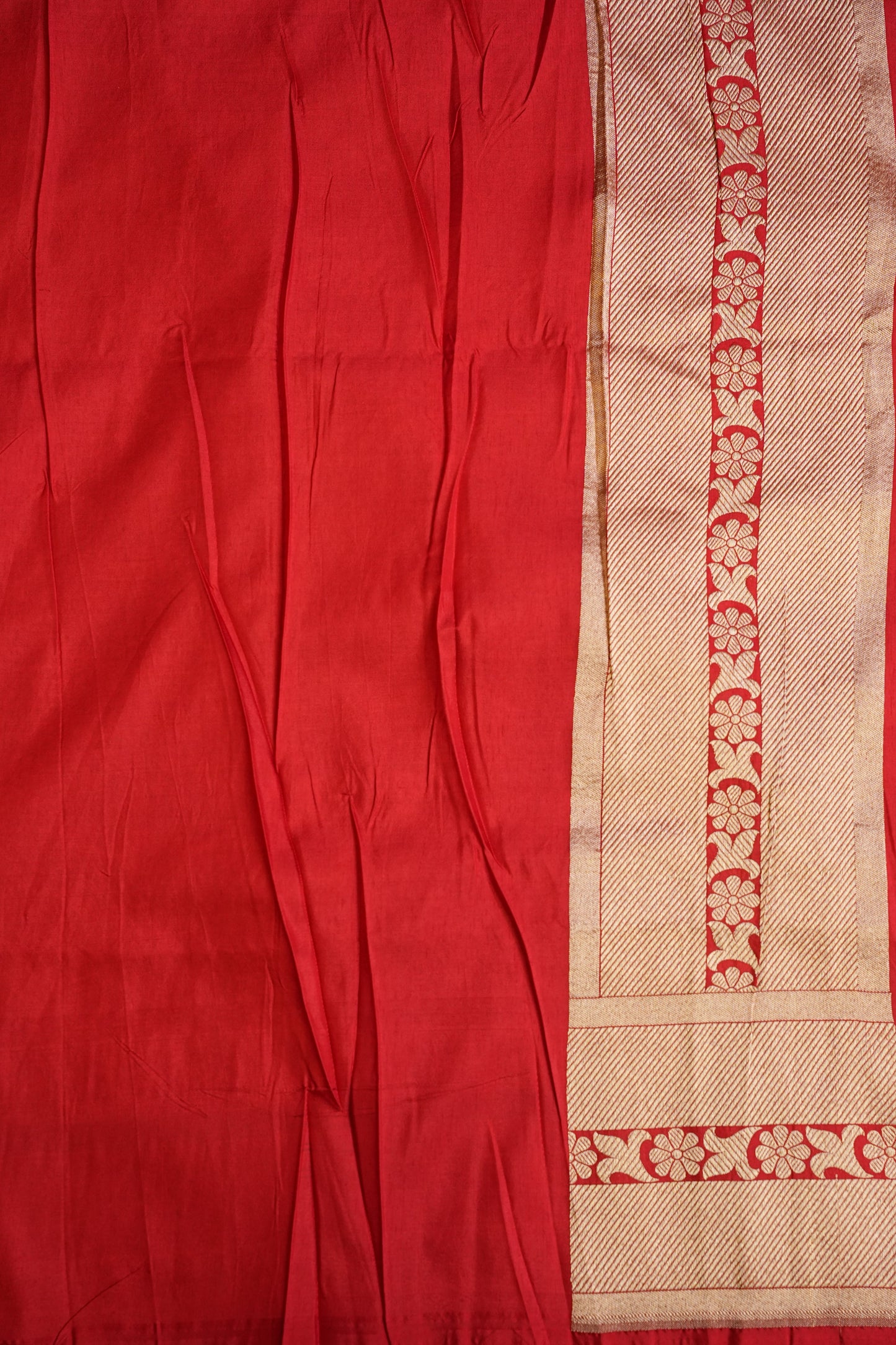 Pure Handloom Silk Katan Banaras Saree - Red|Silk Mark Certified