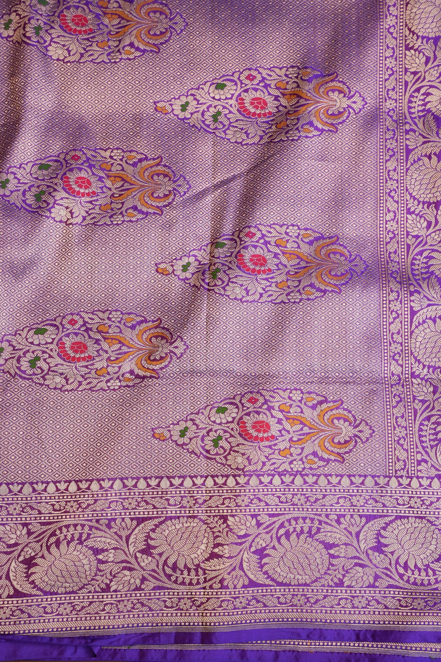 Rangkat Pure Silk Katan Banaras Sarees - Purple-silk mark |Silk Mark Certified