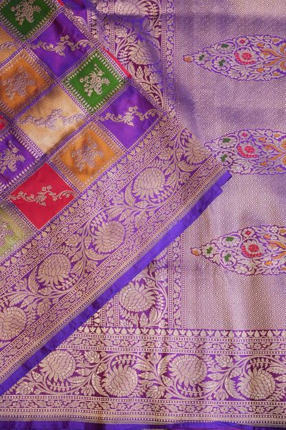 Rangkat Pure Silk Katan Banaras Sarees - Purple-silk mark |Silk Mark Certified