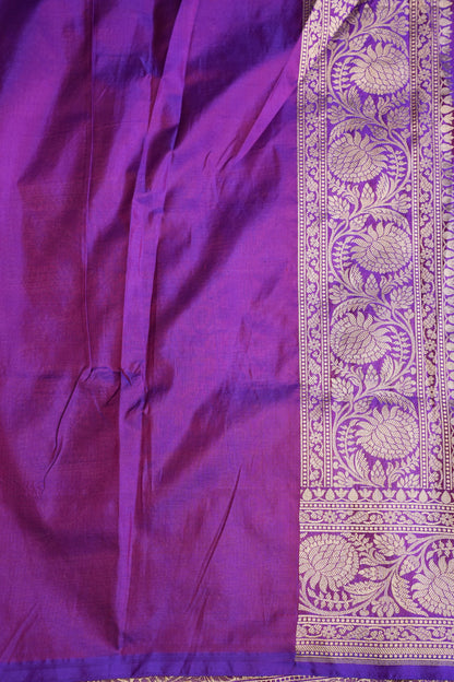 Rangkat Pure Silk Katan Banaras Sarees - Purple-silk mark |Silk Mark Certified