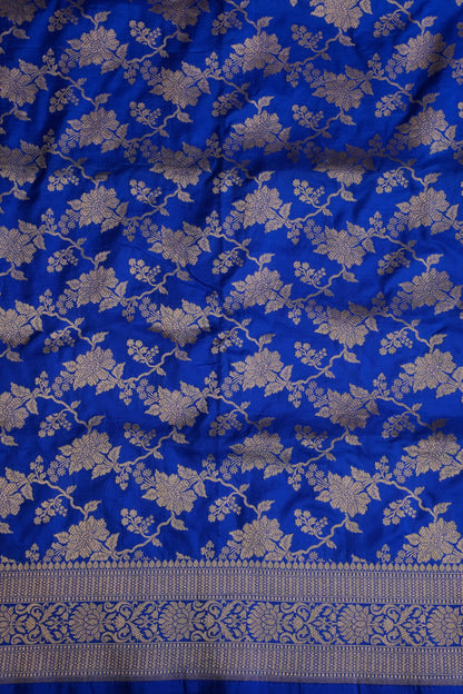 Pure Handloom Silk Katan Banaras Saree - Ink Blue|Silk Mark Certified