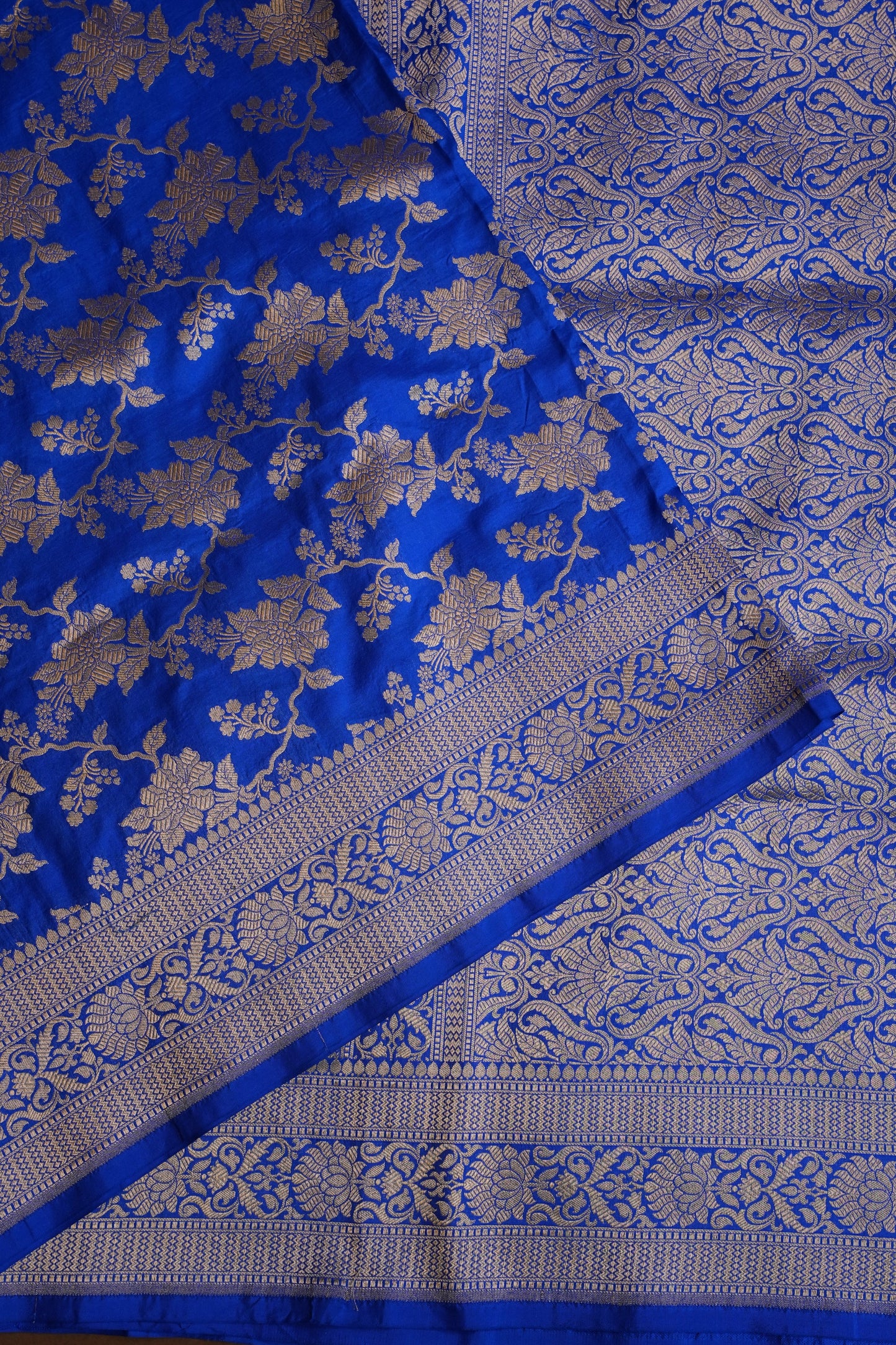 Pure Handloom Silk Katan Banaras Saree - Ink Blue|Silk Mark Certified