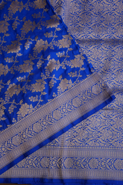Pure Handloom Silk Katan Banaras Saree - Ink Blue|Silk Mark Certified