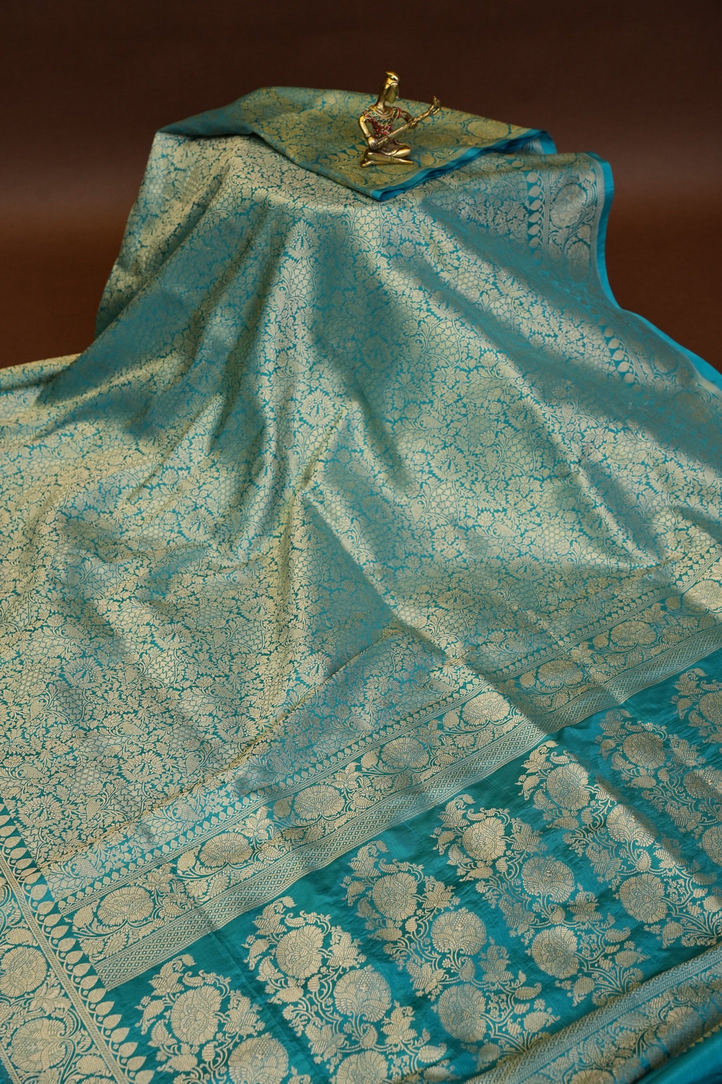 Pure Handloom Silk Katan Banaras Saree - Blue|Silk Mark Certified