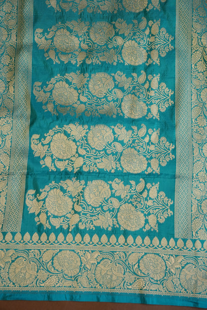 Pure Handloom Silk Katan Banaras Saree - Blue|Silk Mark Certified