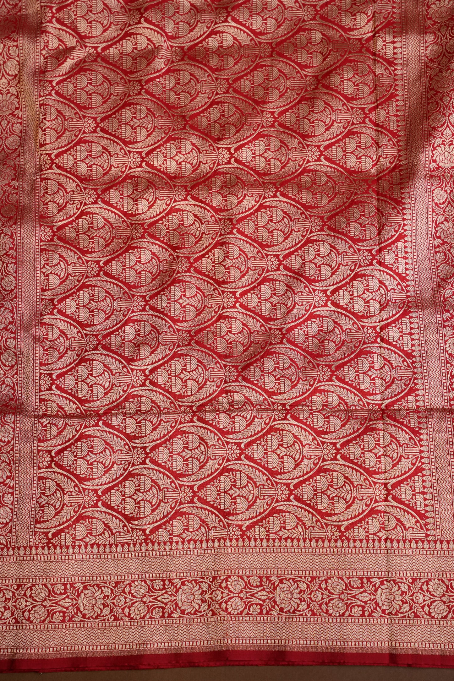 Pure Handloom Silk Katan Banaras Saree - Red|Silk Mark Certified