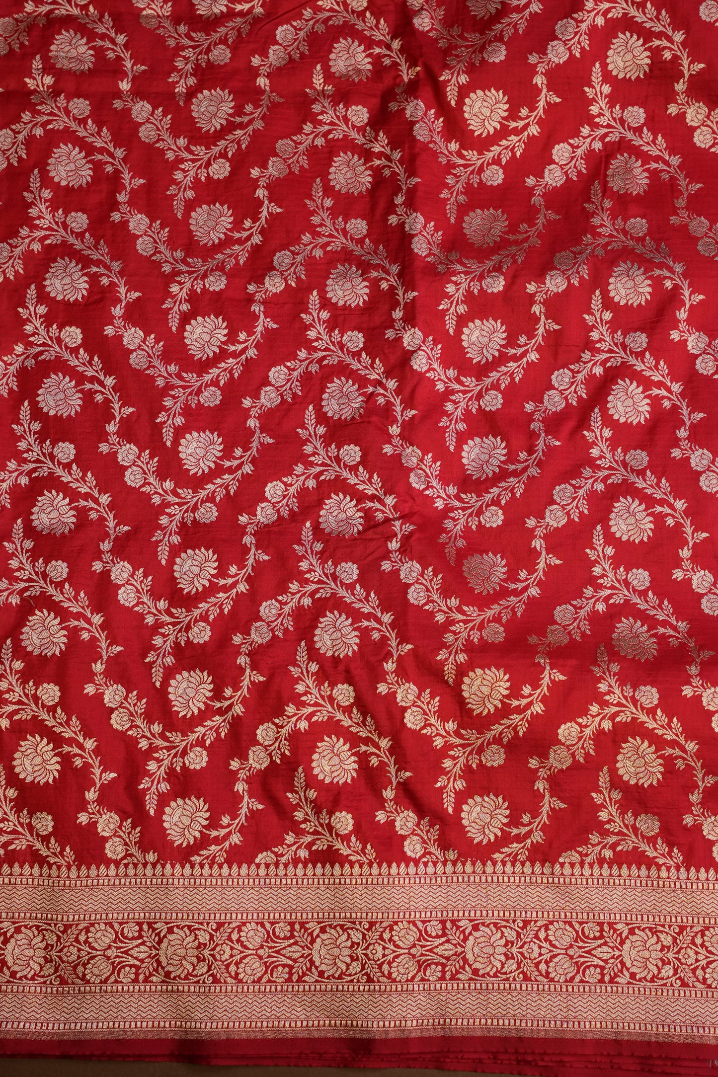 Pure Handloom Silk Katan Banaras Saree - Red|Silk Mark Certified