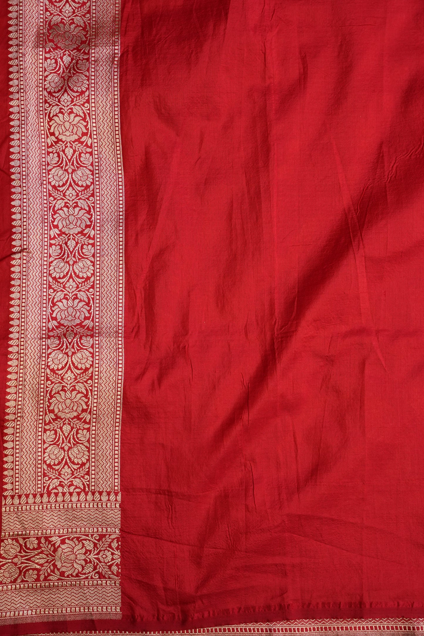 Pure Handloom Silk Katan Banaras Saree - Red|Silk Mark Certified