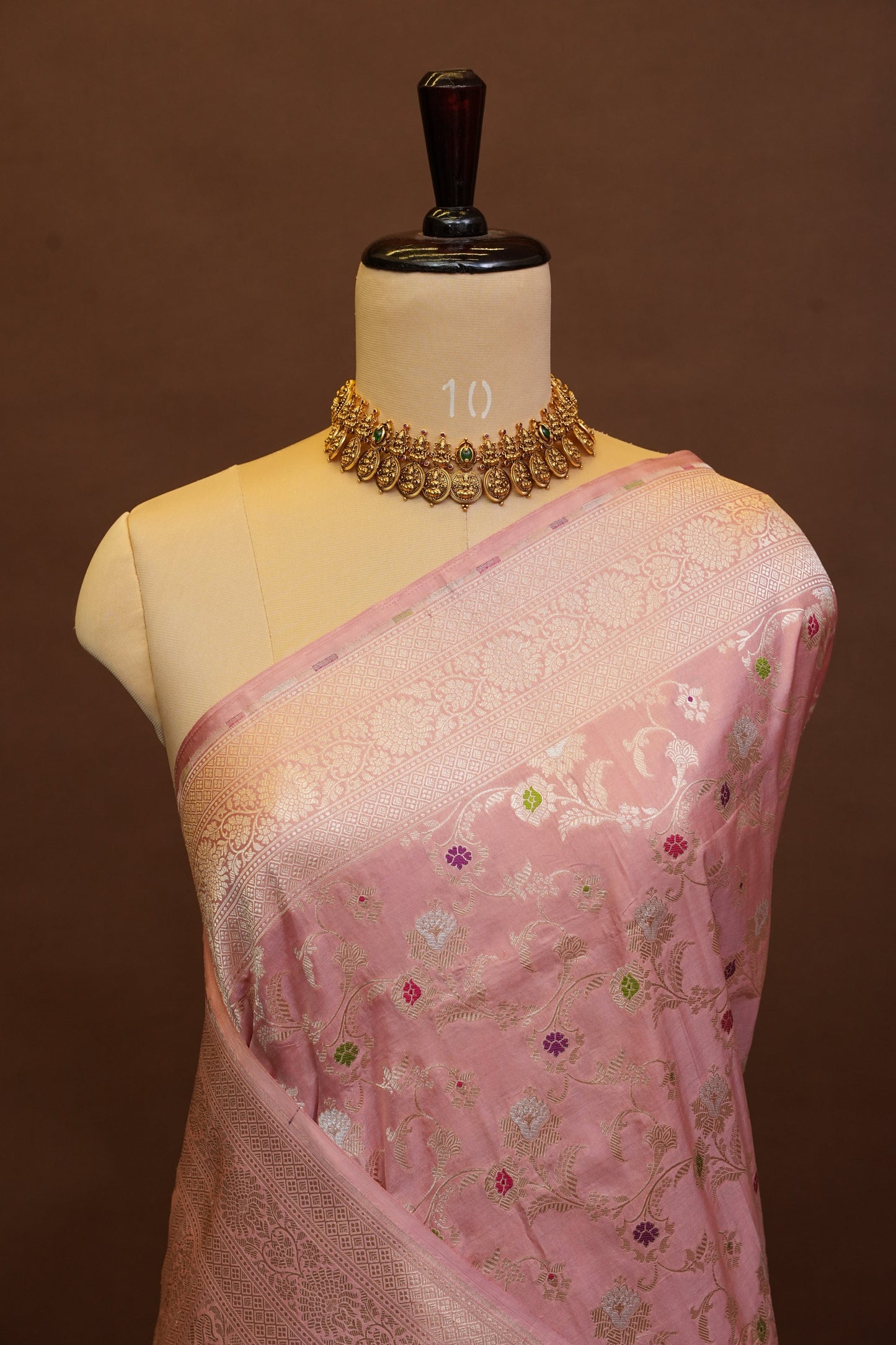 Pure Handloom Silk Katan Banaras Saree - Pinkish Peach|Silk Mark Certified