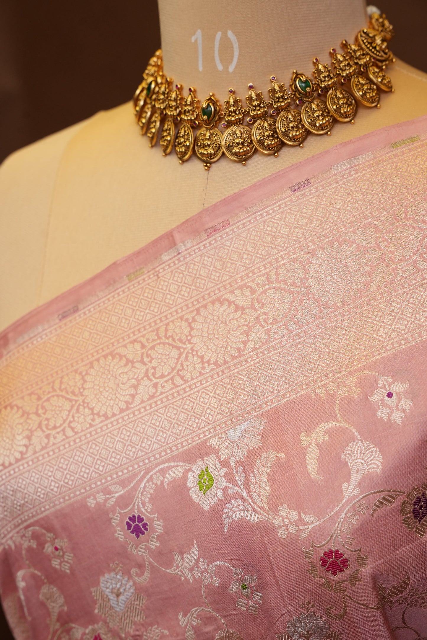 Pure Handloom Silk Katan Banaras Saree - Pinkish Peach|Silk Mark Certified