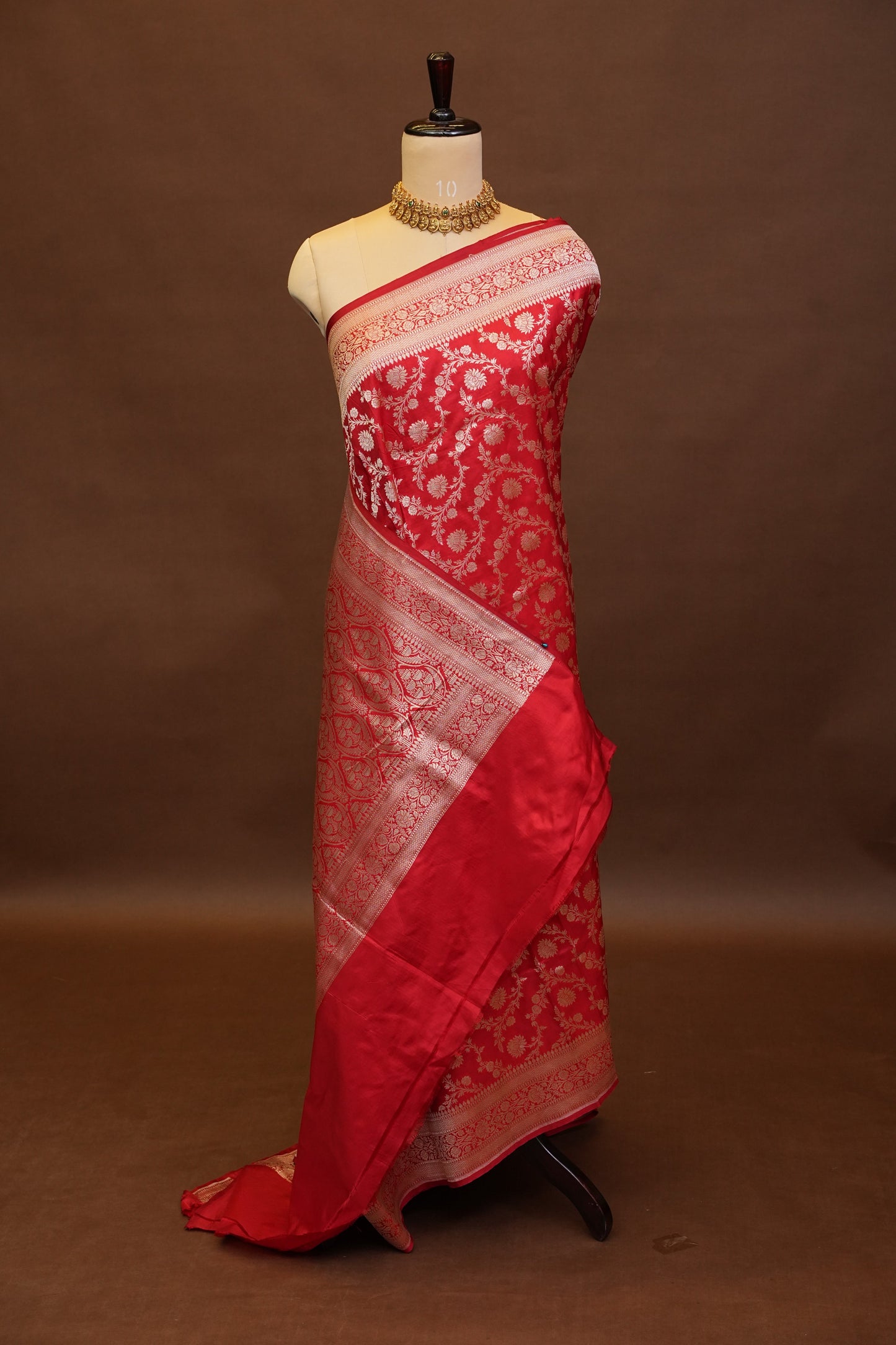 Pure Handloom Silk Katan Banaras Saree - Red|Silk Mark Certified