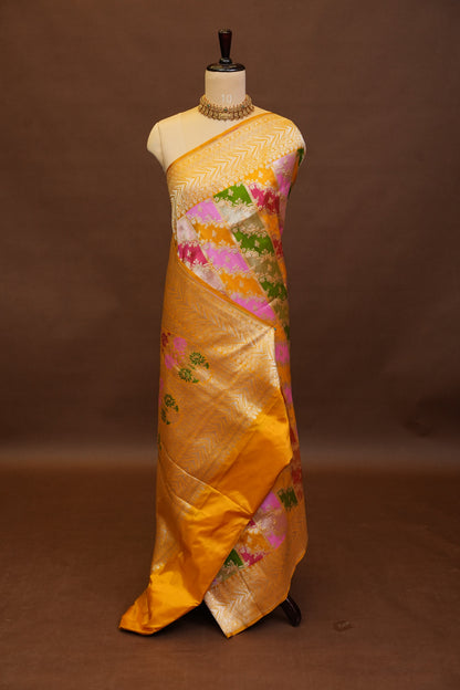Rangkat Pure Silk Katan Banaras Saree - Yellow|Silk Mark Certified