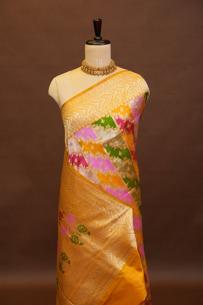 Rangkat Pure Silk Katan Banaras Saree - Yellow|Silk Mark Certified