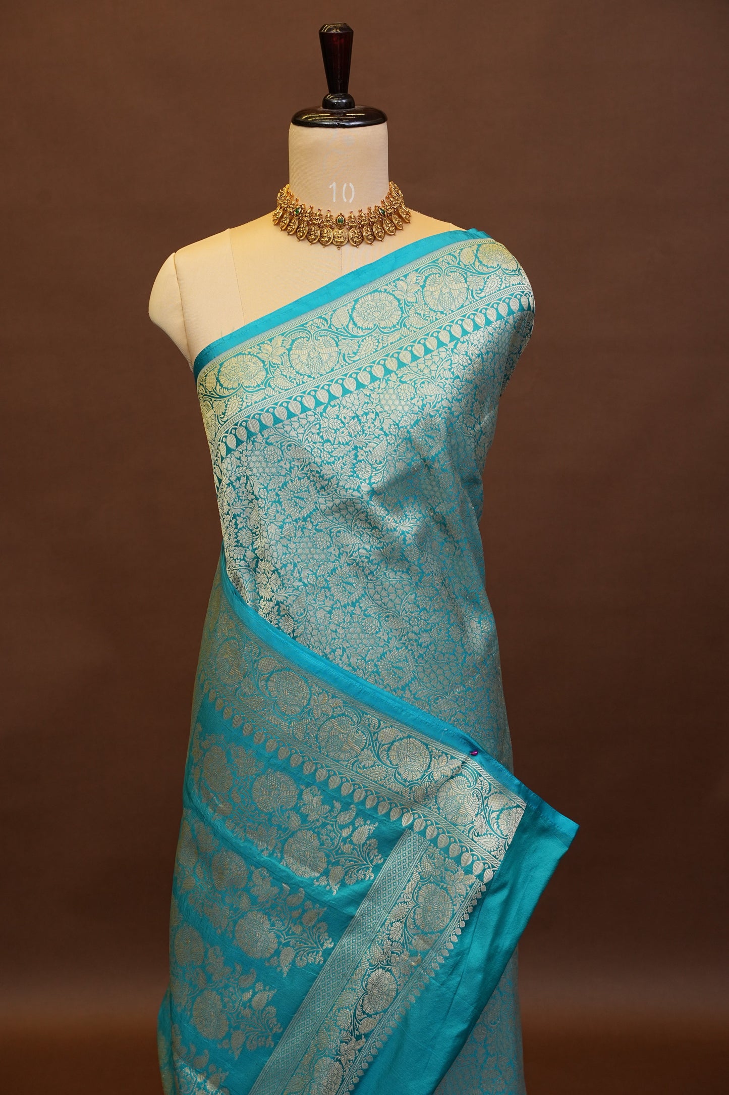 Pure Handloom Silk Katan Banaras Saree - Blue|Silk Mark Certified
