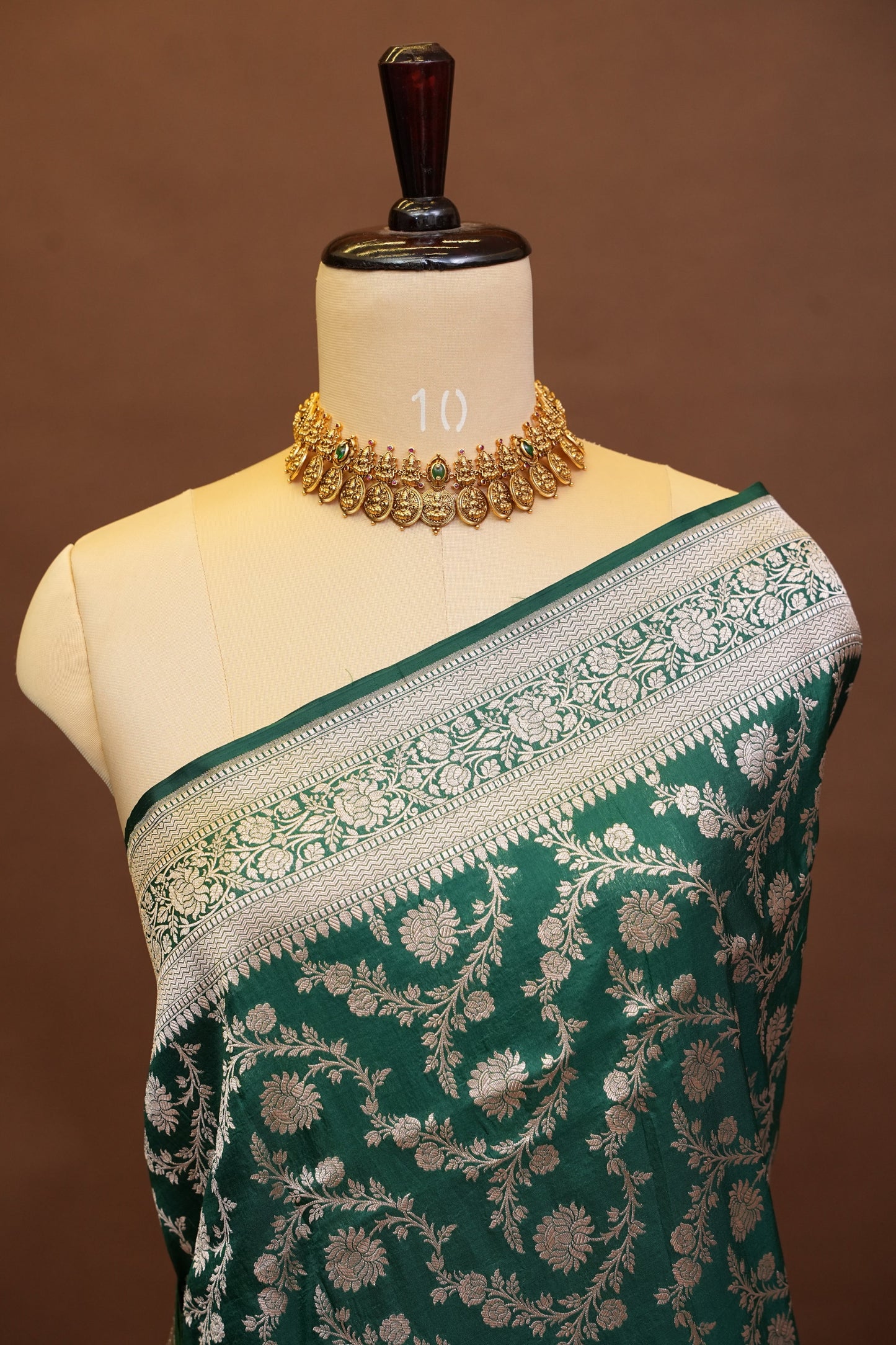 Pure Handloom Silk Katan Banaras Saree - Emerald Green|Silk Mark Certified