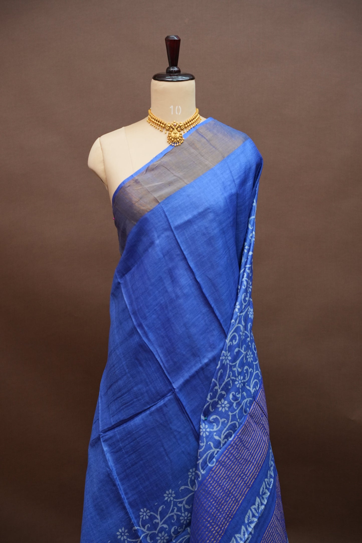Pure Tussar Silk Saree in Royal Blue|Silk Mark Certified