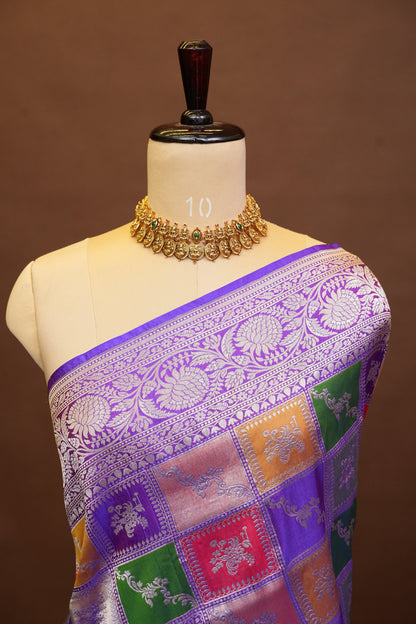 Rangkat Pure Silk Katan Banaras Sarees - Purple-silk mark |Silk Mark Certified