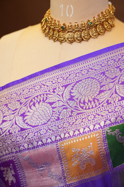Rangkat Pure Silk Katan Banaras Sarees - Purple-silk mark |Silk Mark Certified