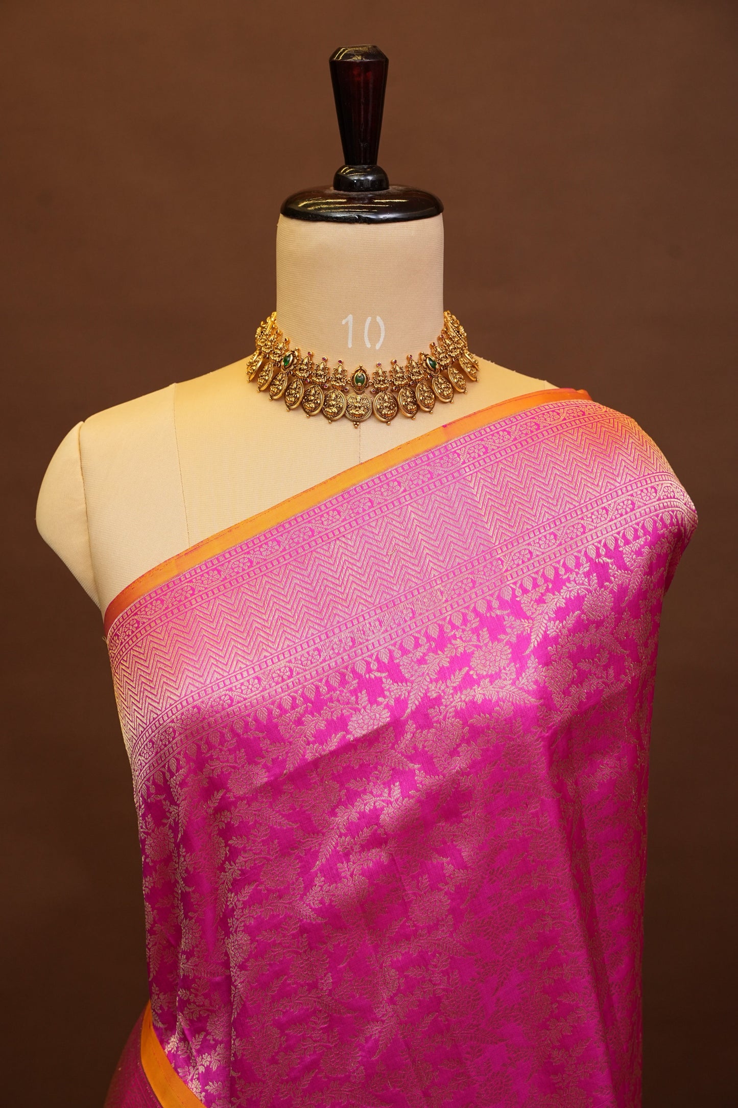 Pure Handloom Silk Katan Banaras Saree - Hot Pink|Silk Mark Certified