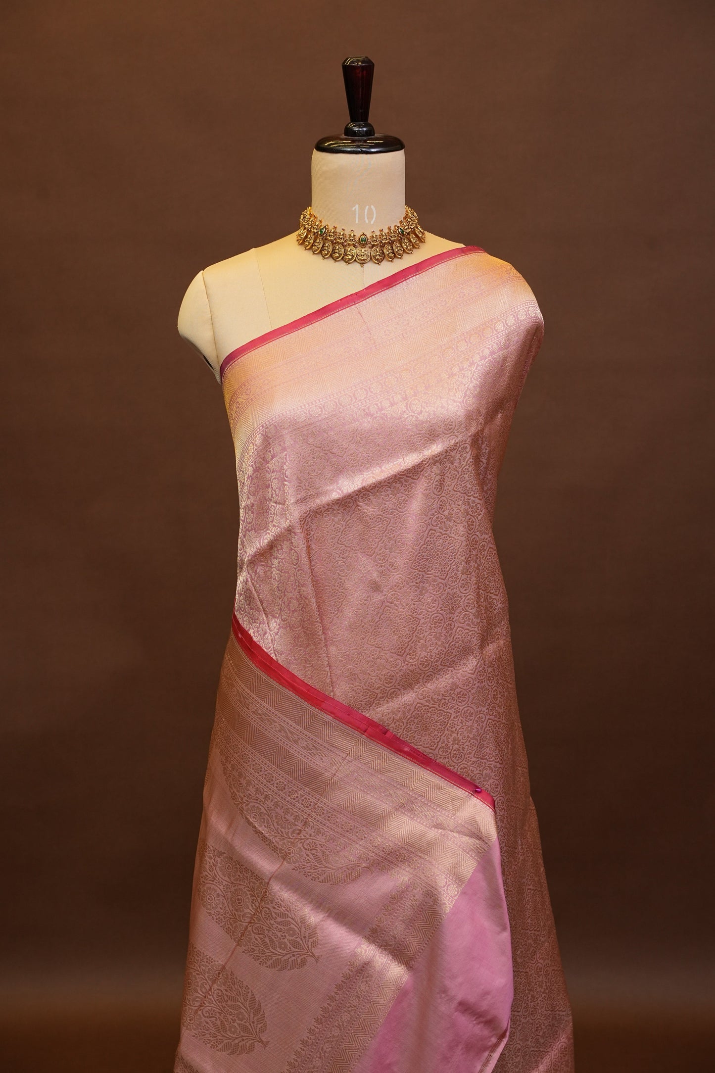 Pure Handloom Silk Katan Banaras Saree - Pinkish Peach|Silk Mark Certified