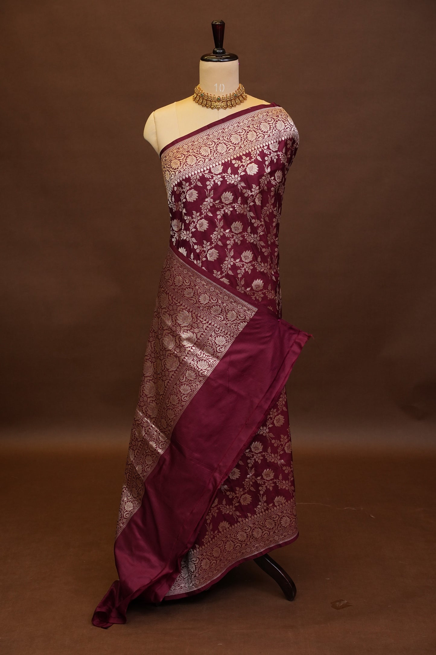 Pure Handloom Silk Katan Banaras Saree - Maroon|Silk Mark Certified
