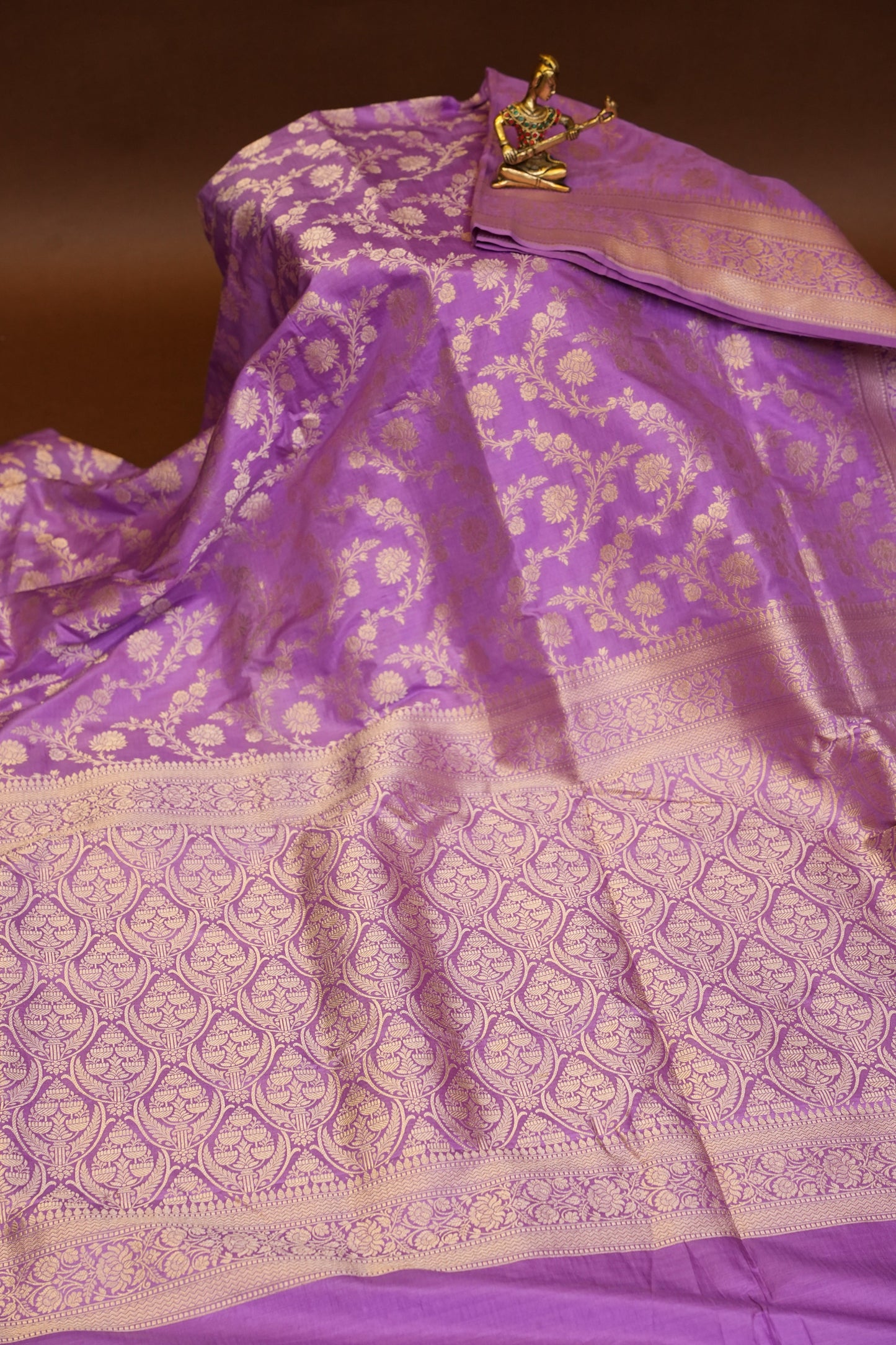 Pure Handloom Silk Katan Banaras Saree - Lavender|Silk Mark Certified