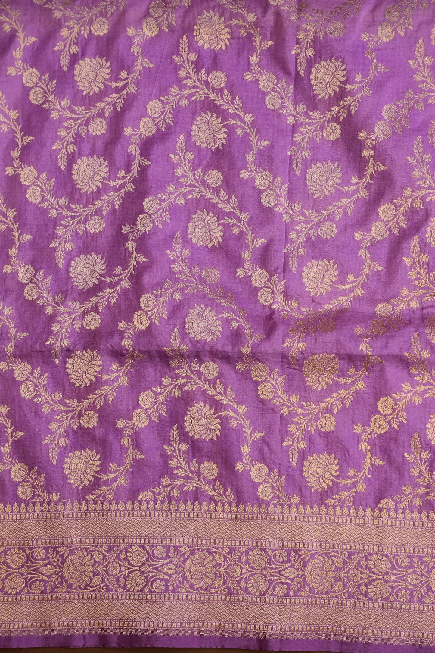 Pure Handloom Silk Katan Banaras Saree - Lavender|Silk Mark Certified