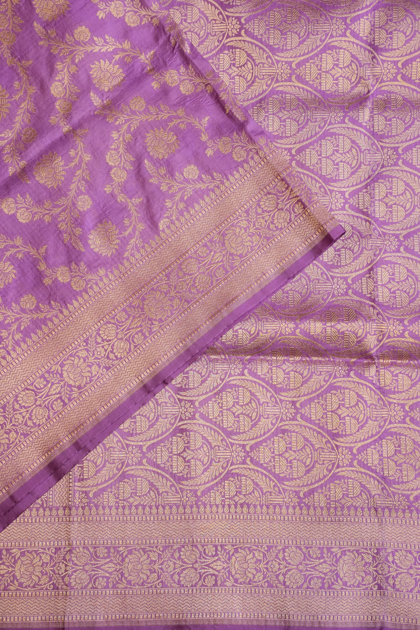 Pure Handloom Silk Katan Banaras Saree - Lavender|Silk Mark Certified