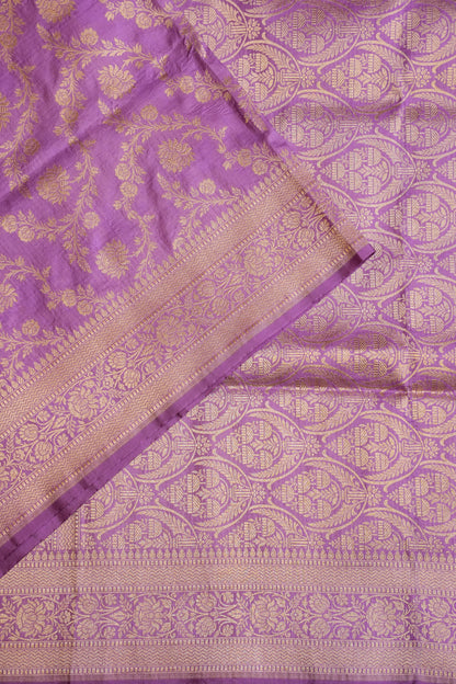 Pure Handloom Silk Katan Banaras Saree - Lavender|Silk Mark Certified