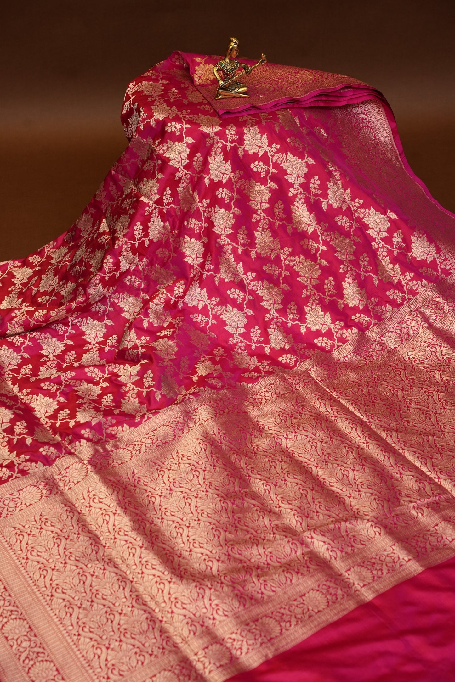 Pure Handloom Silk Katan Banaras Saree - Pink|Silk Mark Certified