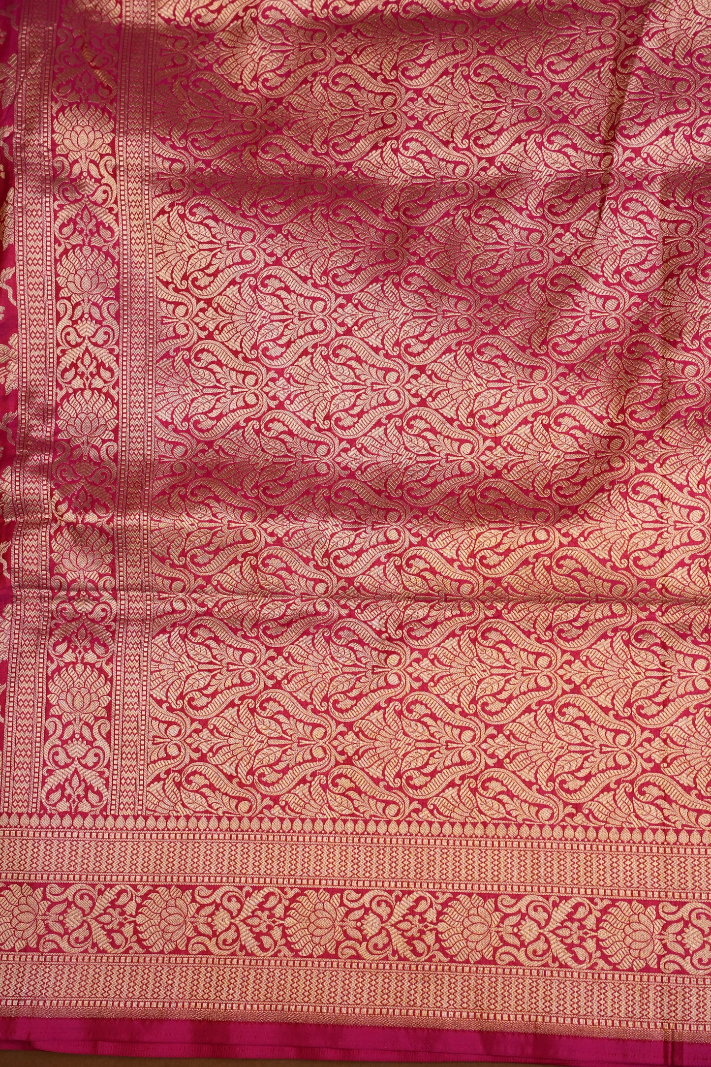 Pure Handloom Silk Katan Banaras Saree - Pink|Silk Mark Certified
