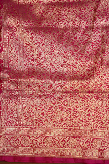 Pure Handloom Silk Katan Banaras Saree - Pink|Silk Mark Certified