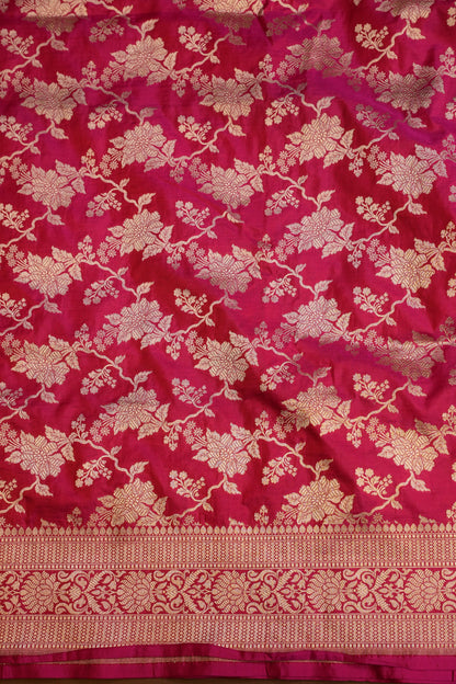 Pure Handloom Silk Katan Banaras Saree - Pink|Silk Mark Certified