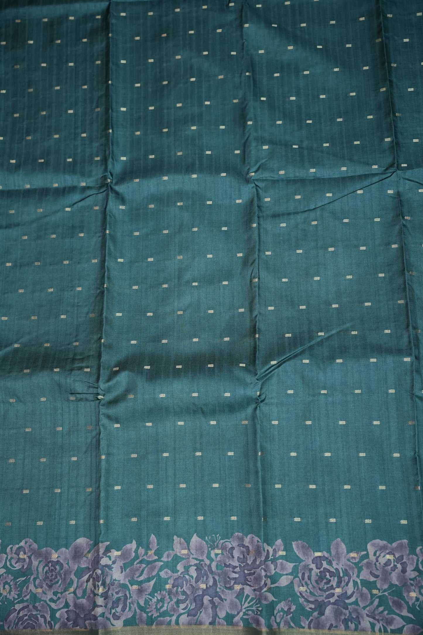 Semi Raw Silk Floral Print Saree – Rama Blue
