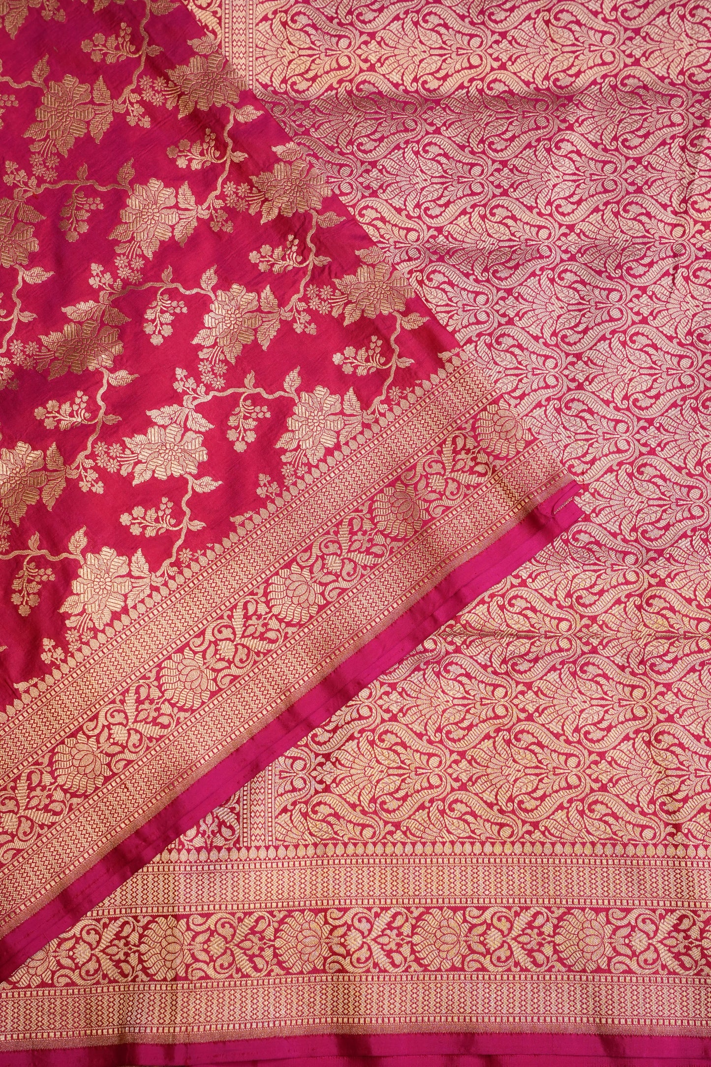Pure Handloom Silk Katan Banaras Saree - Pink|Silk Mark Certified