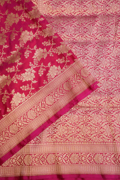 Pure Handloom Silk Katan Banaras Saree - Pink|Silk Mark Certified