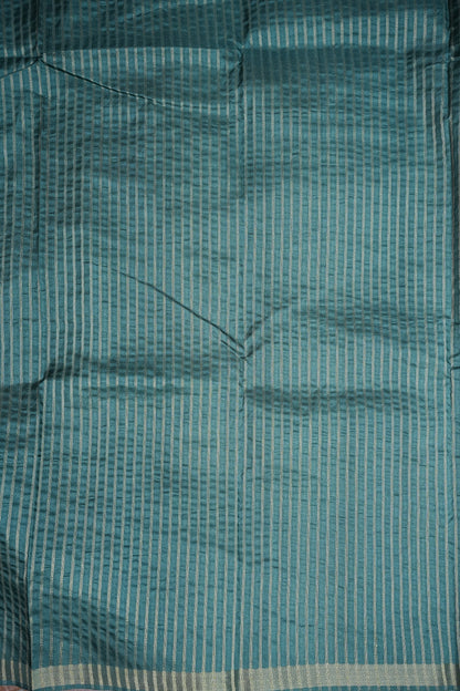 Semi Raw Silk Floral Print Saree – Rama Blue