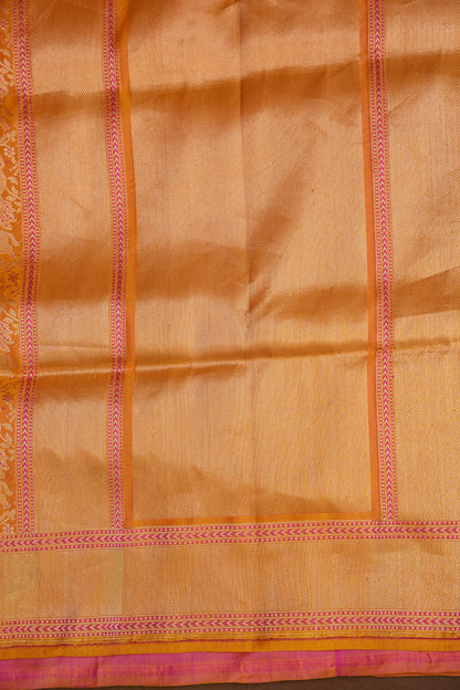 Pure Handloom Silk Katan Banaras Saree - Mustard Yellow|Silk Mark Certified