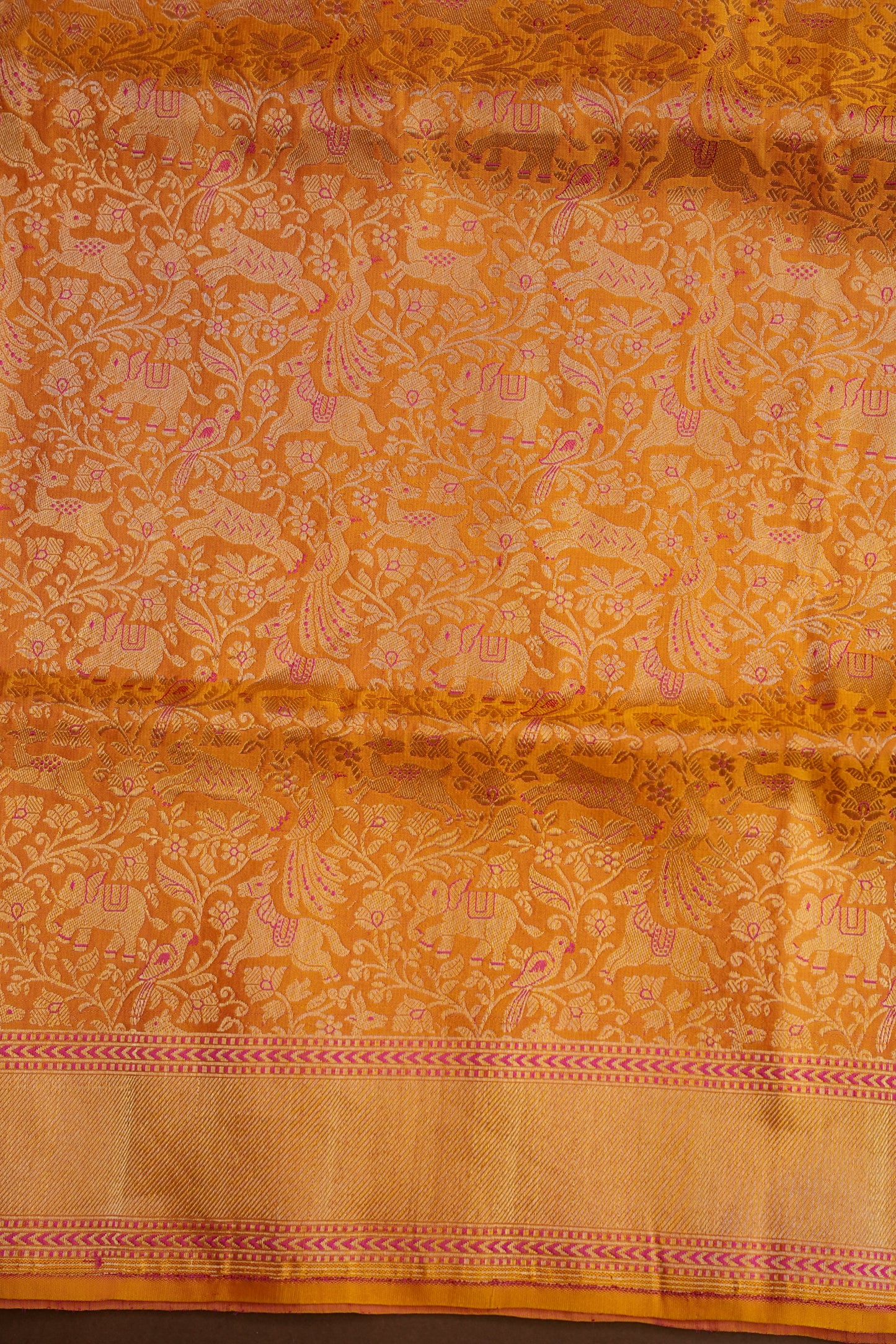 Pure Handloom Silk Katan Banaras Saree - Mustard Yellow|Silk Mark Certified