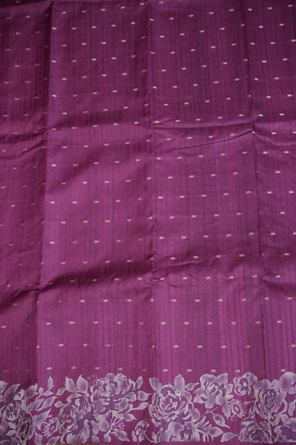 Semi Raw Silk Floral Print Saree – Orchid Purple