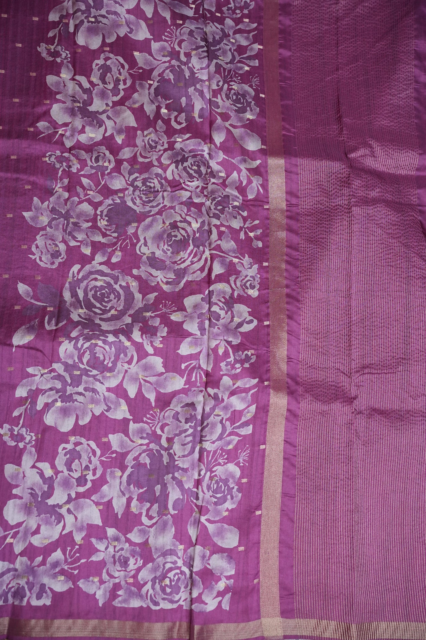 Semi Raw Silk Floral Print Saree – Orchid Purple