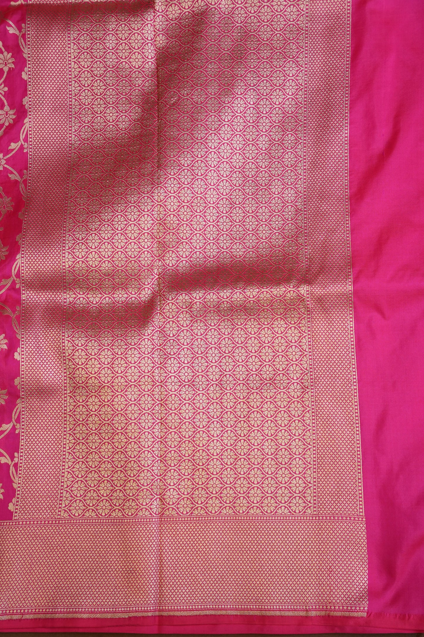 Pure Handloom Silk Katan Banaras Saree - Hot Pink|Silk Mark Certified