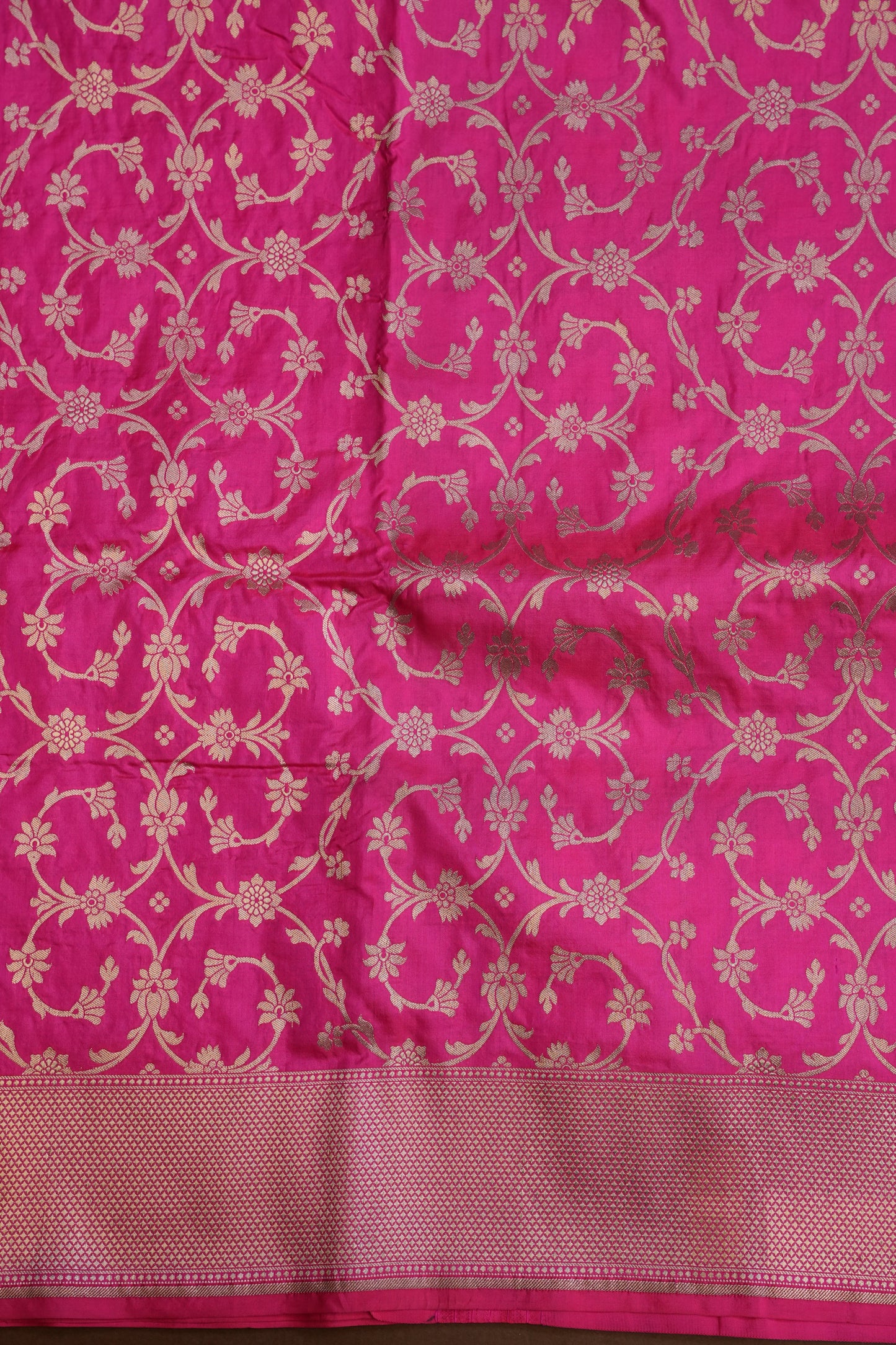 Pure Handloom Silk Katan Banaras Saree - Hot Pink|Silk Mark Certified