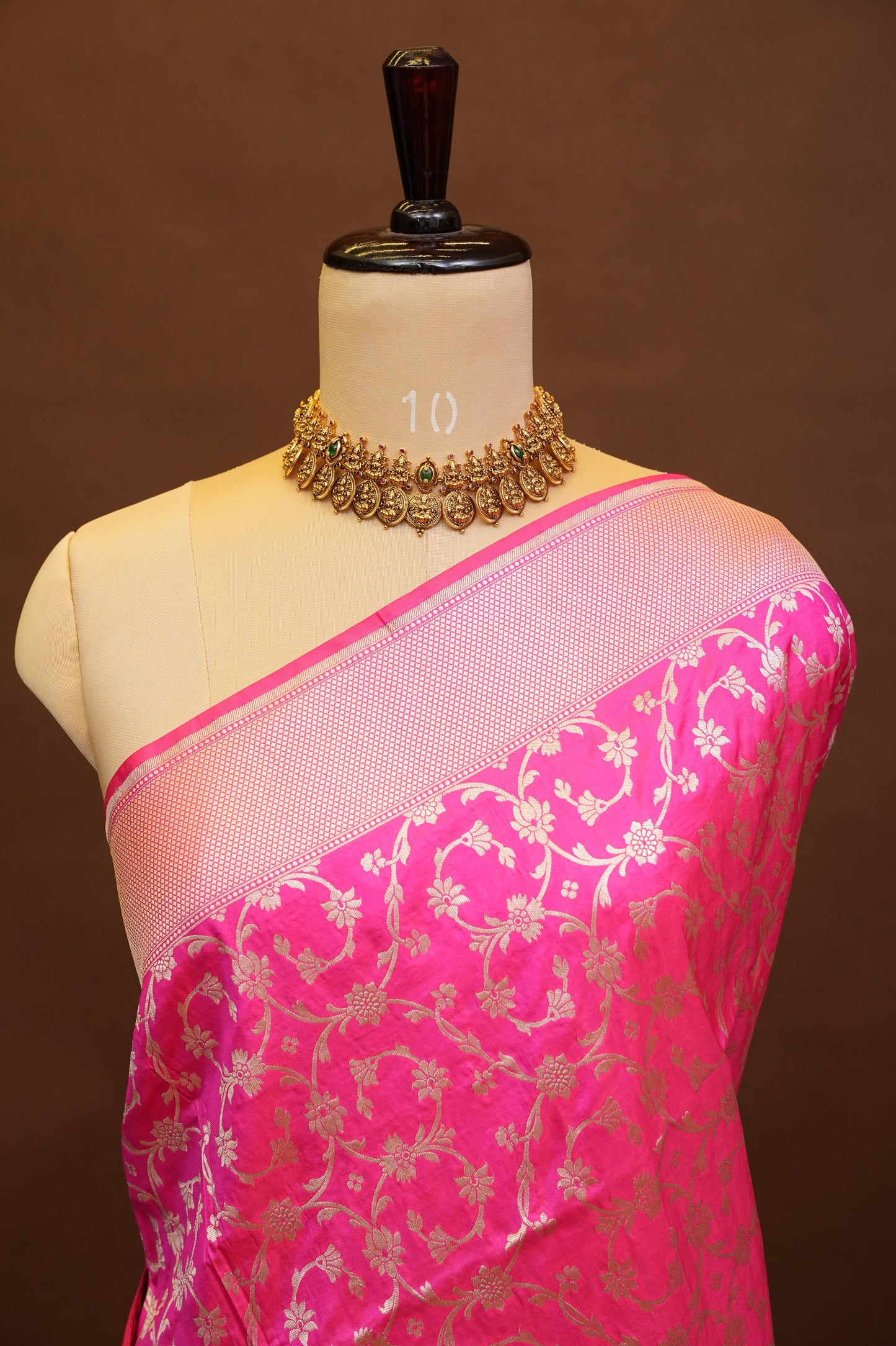Pure Handloom Silk Katan Banaras Saree - Hot Pink|Silk Mark Certified