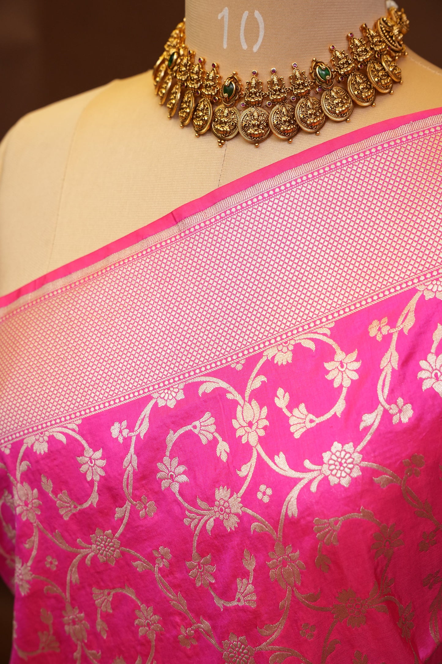 Pure Handloom Silk Katan Banaras Saree - Hot Pink|Silk Mark Certified
