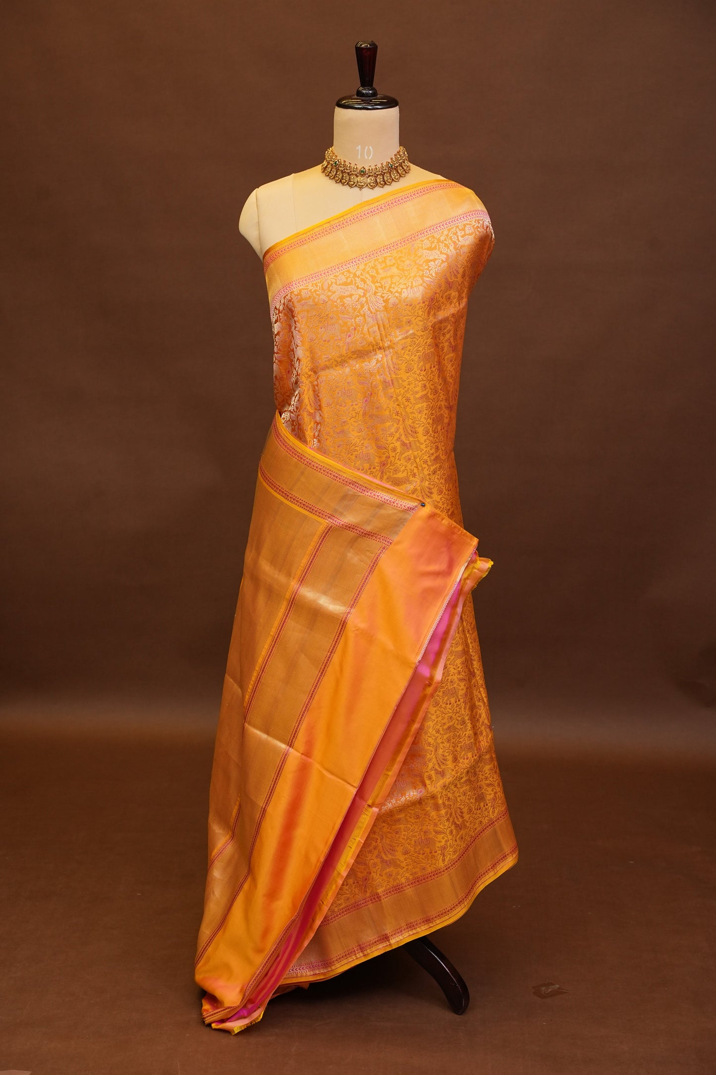 Pure Handloom Silk Katan Banaras Saree - Mustard Yellow|Silk Mark Certified