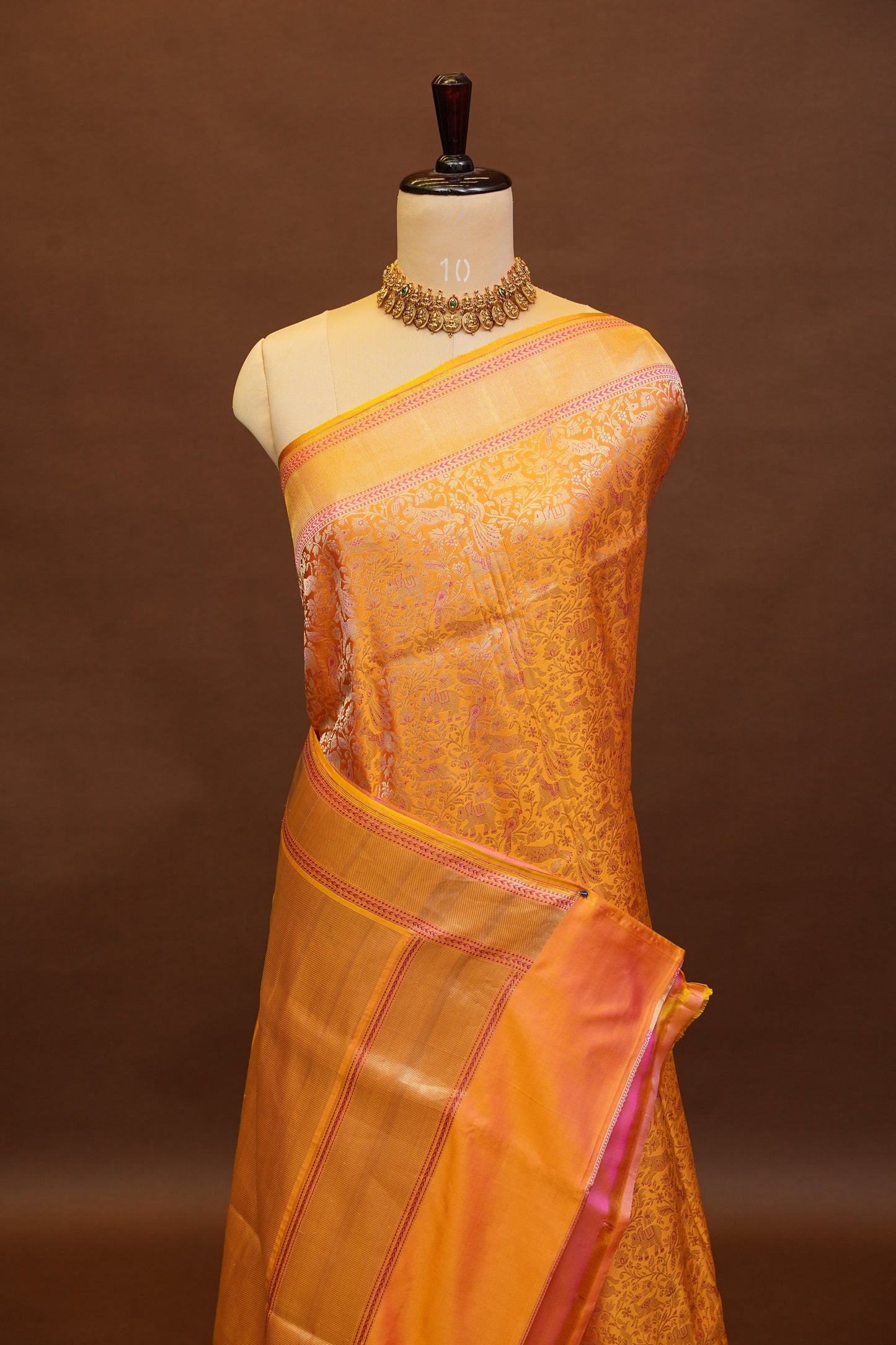 Pure Handloom Silk Katan Banaras Saree - Mustard Yellow|Silk Mark Certified