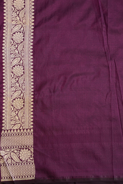 Pure Handloom Silk Katan Banaras Saree - Wine|Silk Mark Certified