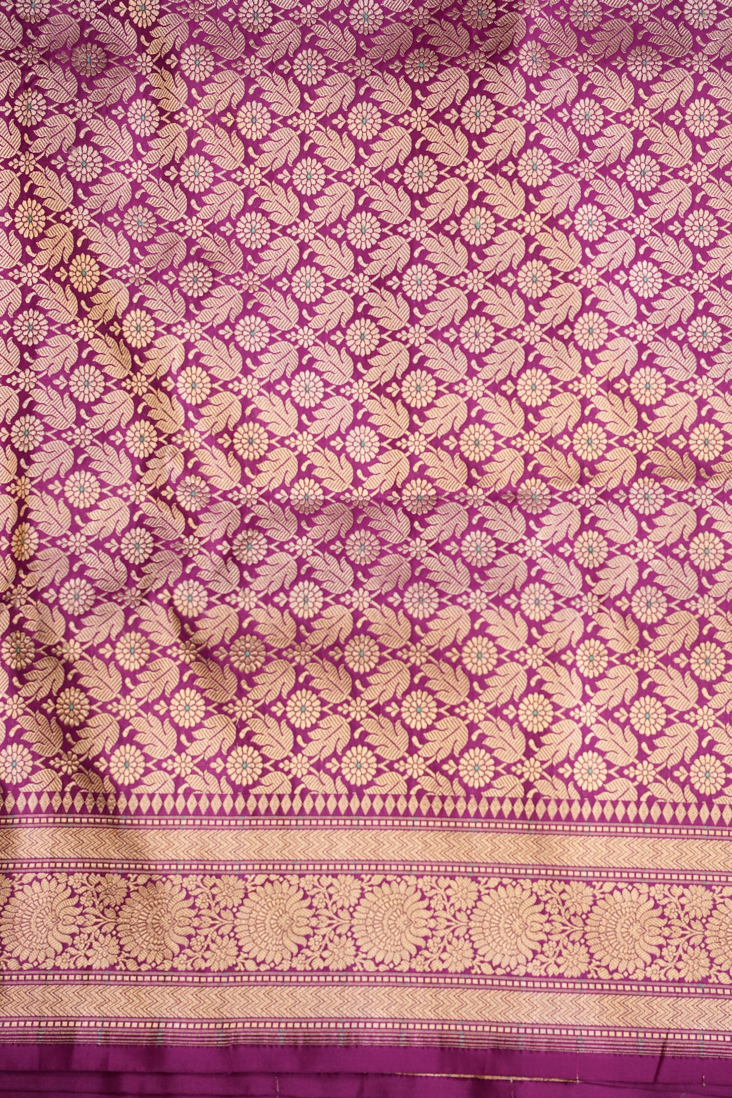 Pure Handloom Silk Katan Banaras Saree - Magenta|Silk Mark Certified